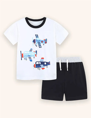 Airplane Printied T-shirt Set